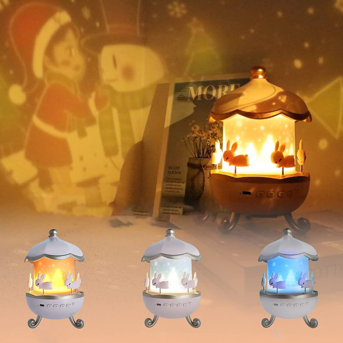 Bunnys Carousel Rotating Led Night Light