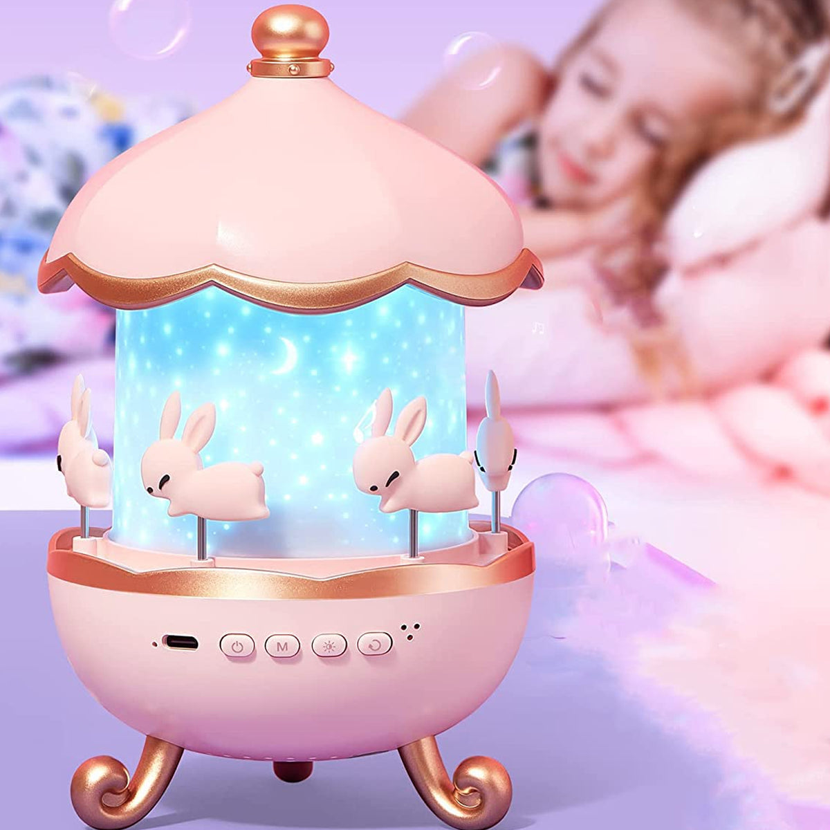 Bunnys Carousel Rotating Led Night Light