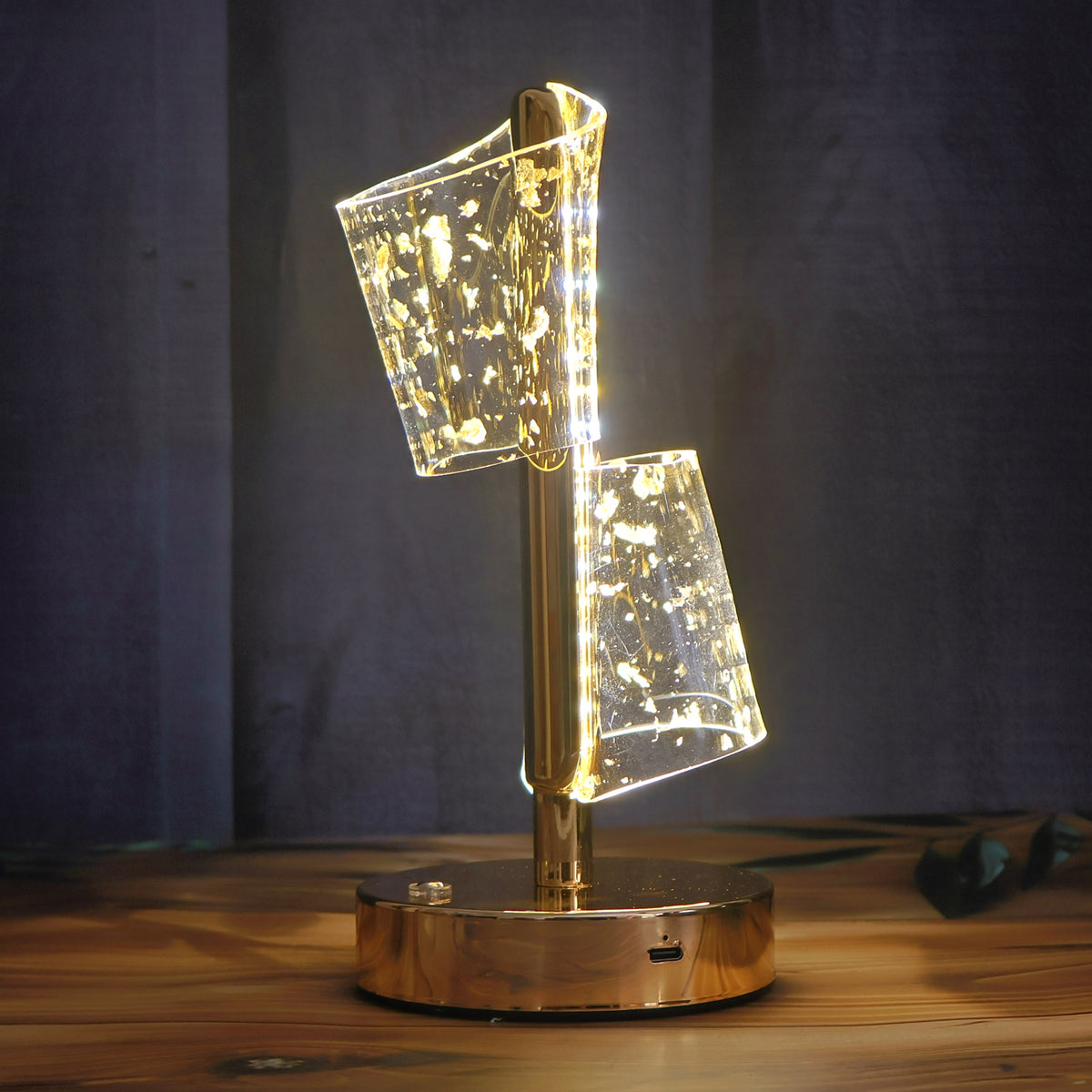 Luxury Golden Crystal Led Double Shade Table Lamp (1 Pc)