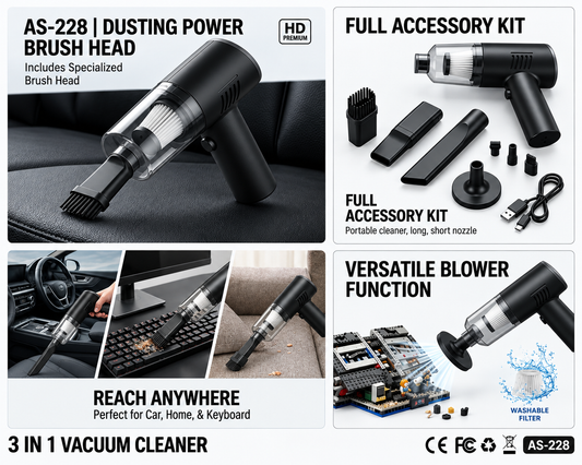 3-in-1 Portable Mini Vacuum Cleaner For Home, Car & Garden Cleaning